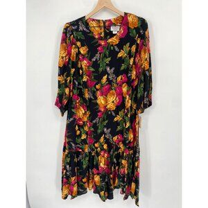 Women's Vintage COTTAGECORE Floral Print Dress Sz 24W Designer Robert Too USA Bo